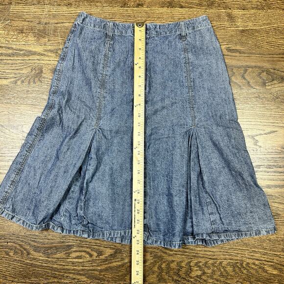 Garnet Hill Skirt Womens Med Blue Denim Midi Flare Jean Skirt Boho Cottagecore - Picture 5 of 8